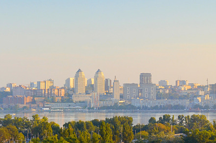 Panorama Dnipro city sunset. Ukraine, an Architecture Photo by joyt