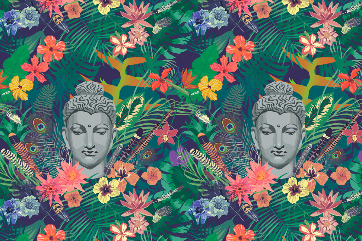 5 Buddha vector patterns, a Pattern Graphic by Purple Sky Design