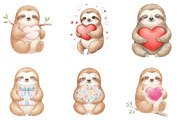 Valentine's Day Sloth Cartoon, an Illustration by Designking (Thumbnail 3 of 5)