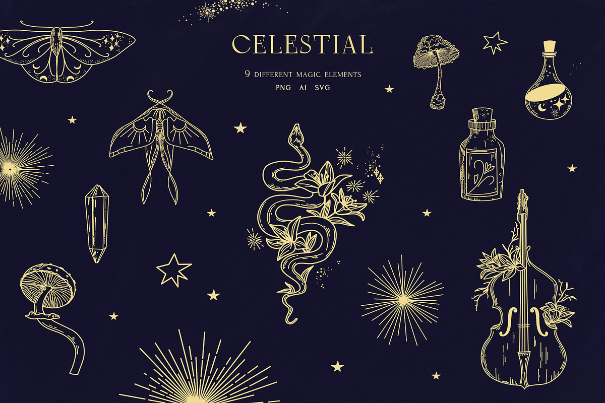 Solar & lunar. Sparkle of the planet, a Decorative Illustration by Summer Nightingale Art (Photo 7 of 10)