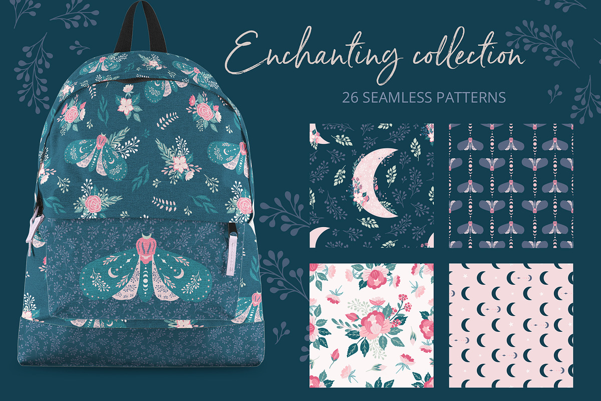 Celestial Florals Pattern & Clipart, an Illustration by Cozy pattern shop (Photo 4 of 10)