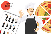 Male chef character kit, a Work Illustration by Volha Hlinskaya (Thumbnail 1 of 5)