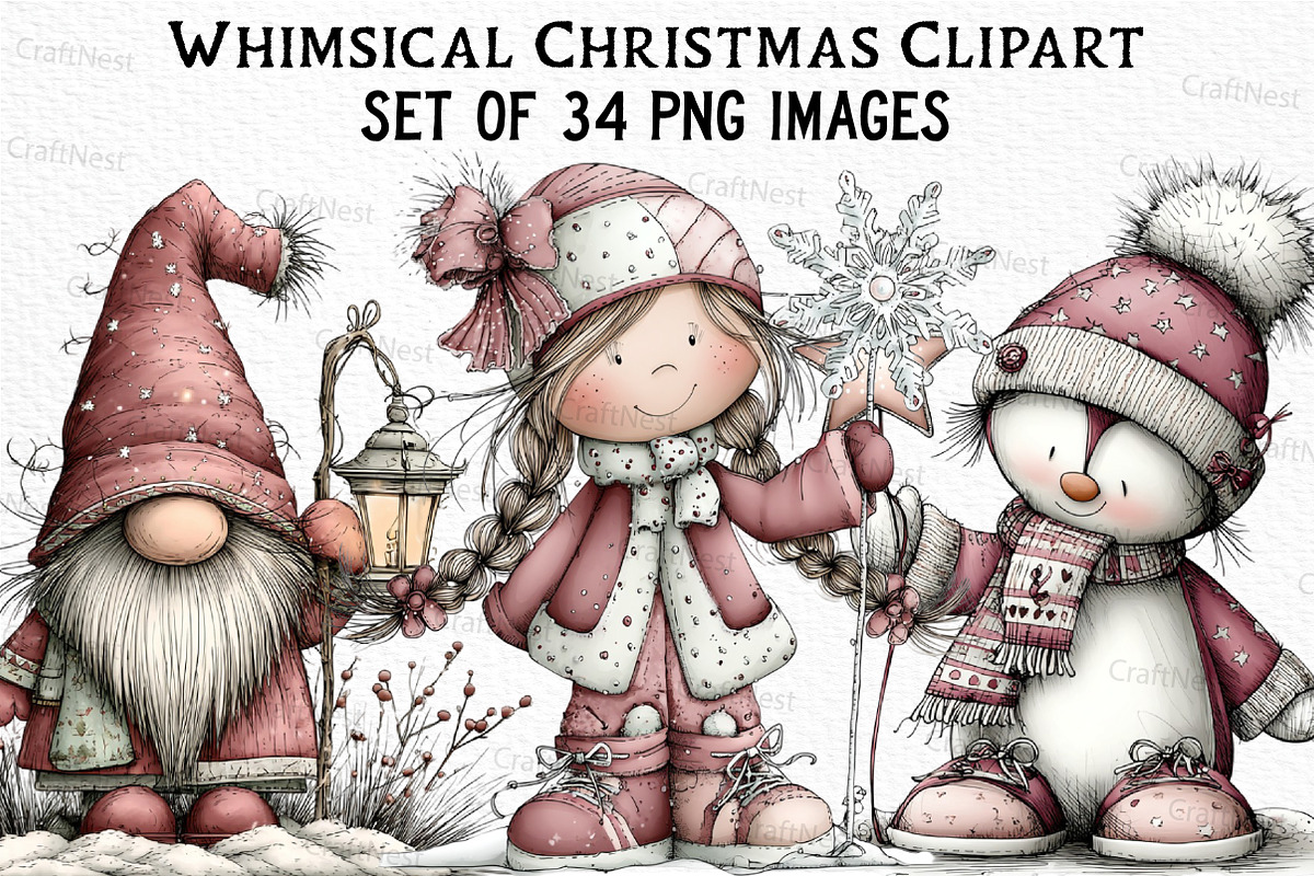 Whimsical Christmas Clipart, an Illustration by Craft Nest (Photo 1 of 6)