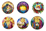 Round Stained Glass Nativity Clipart, an Illustration by CreationArt (Thumbnail 4 of 5)