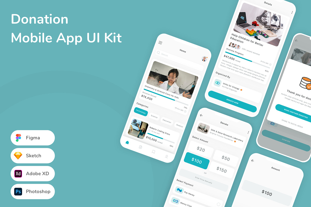 Donation Mobile App UI Kit, an UI Kit Template by Betush