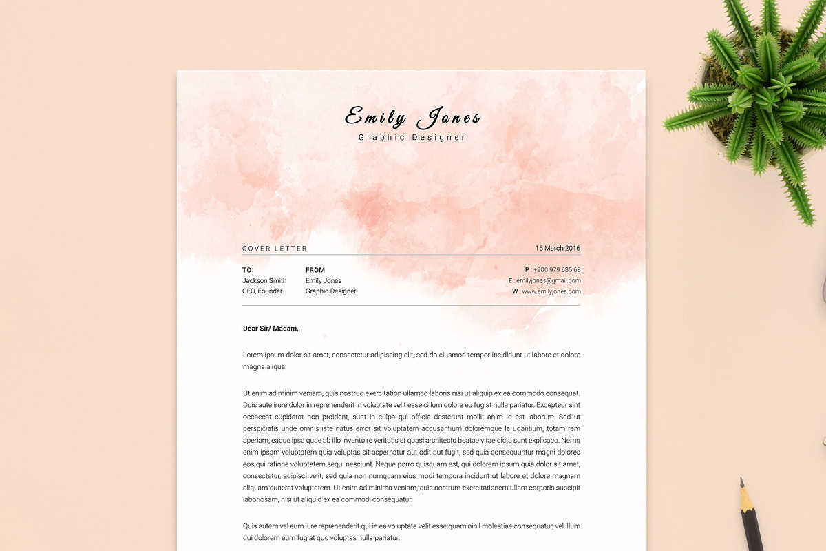 Water Color CV-Resume Tempalate *C, a Resume Template by Showy68 Template (Photo 3 of 3)
