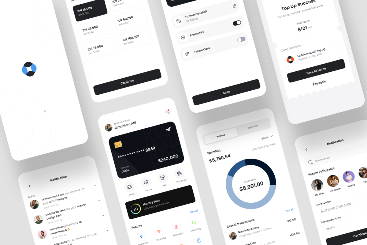 MiBank - E-Wallet App UI Kit, an UI Kit Template by iDoodle Studio (Photo 3 of 4)