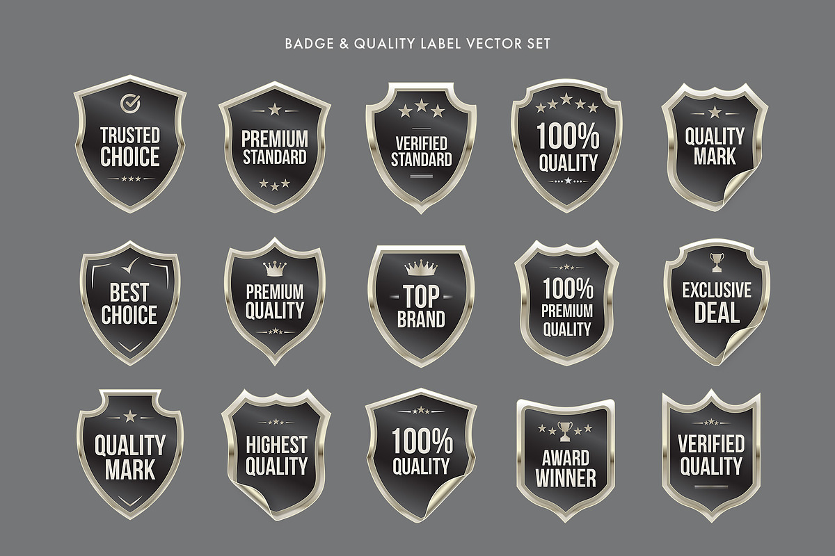 Shield Label Badge Vector Illustrati, an Object Graphic by DesignerCandies (Photo 3 of 6)