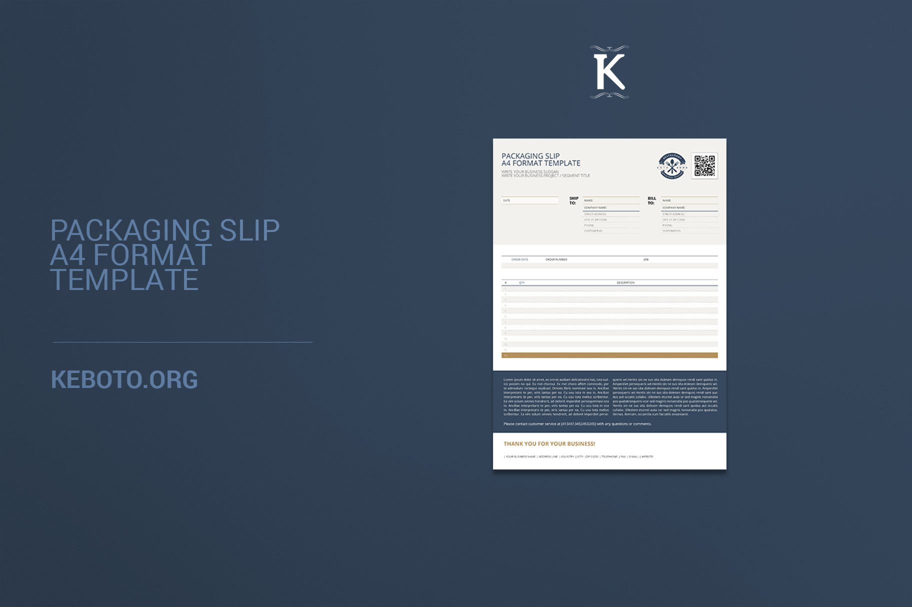 Packaging Slip A4 Format Template, a Templates & Theme by Keboto
