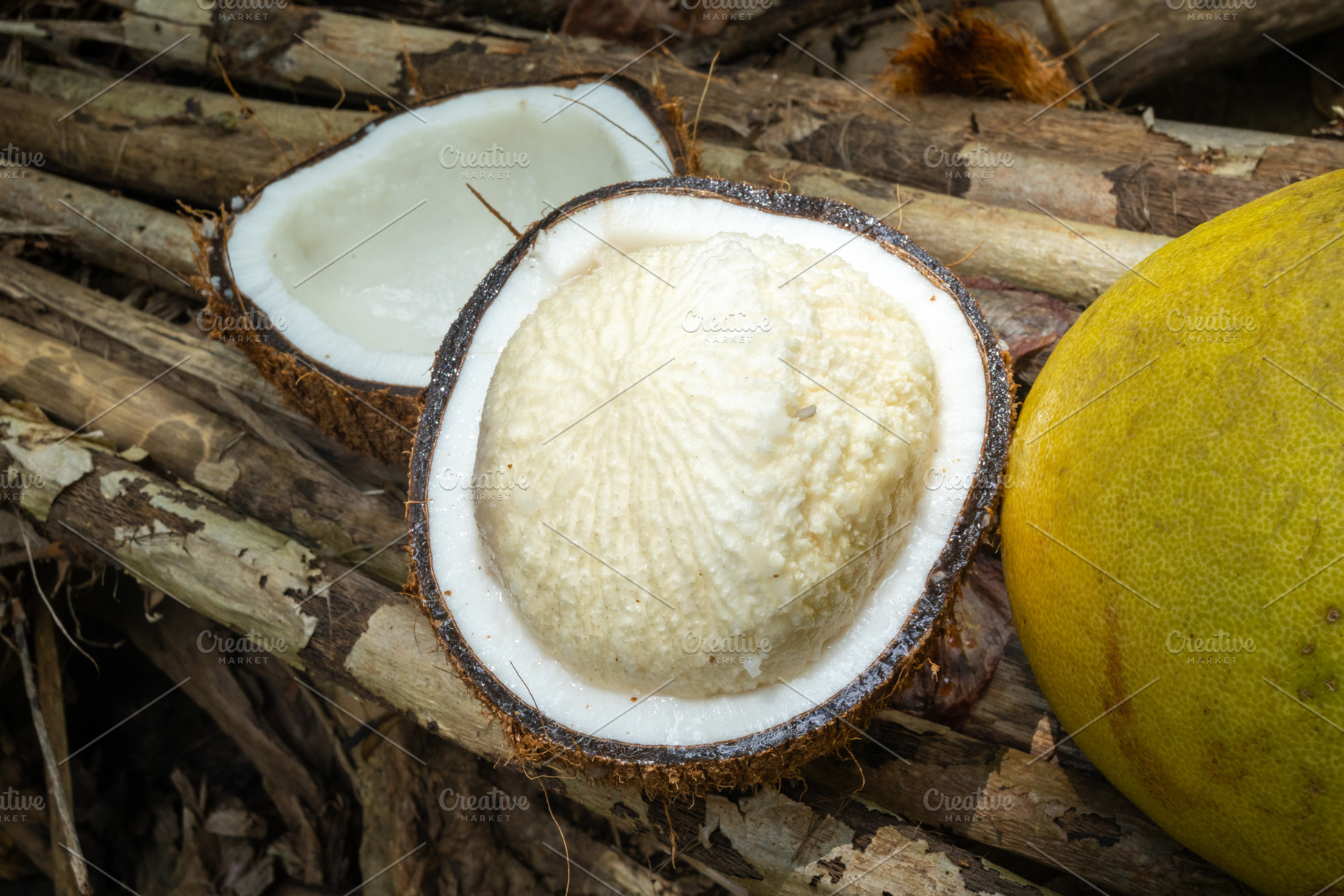 Fresh coconut and grapefruit in the Marquesas Islands, French Po, a Nature Photo by GoodGoods