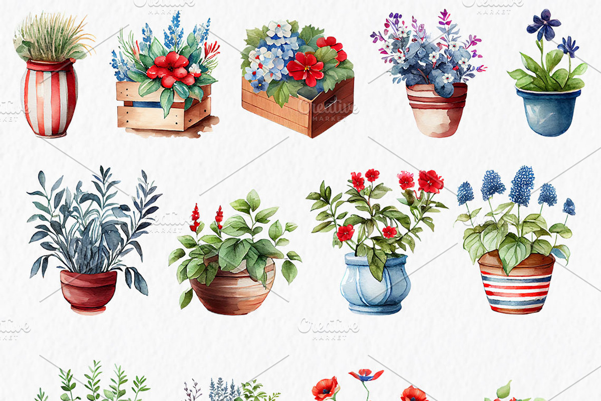 Fourth of July Watercolor Clipart, an Object Graphic by MyLittleMeow (Photo 3 of 7)