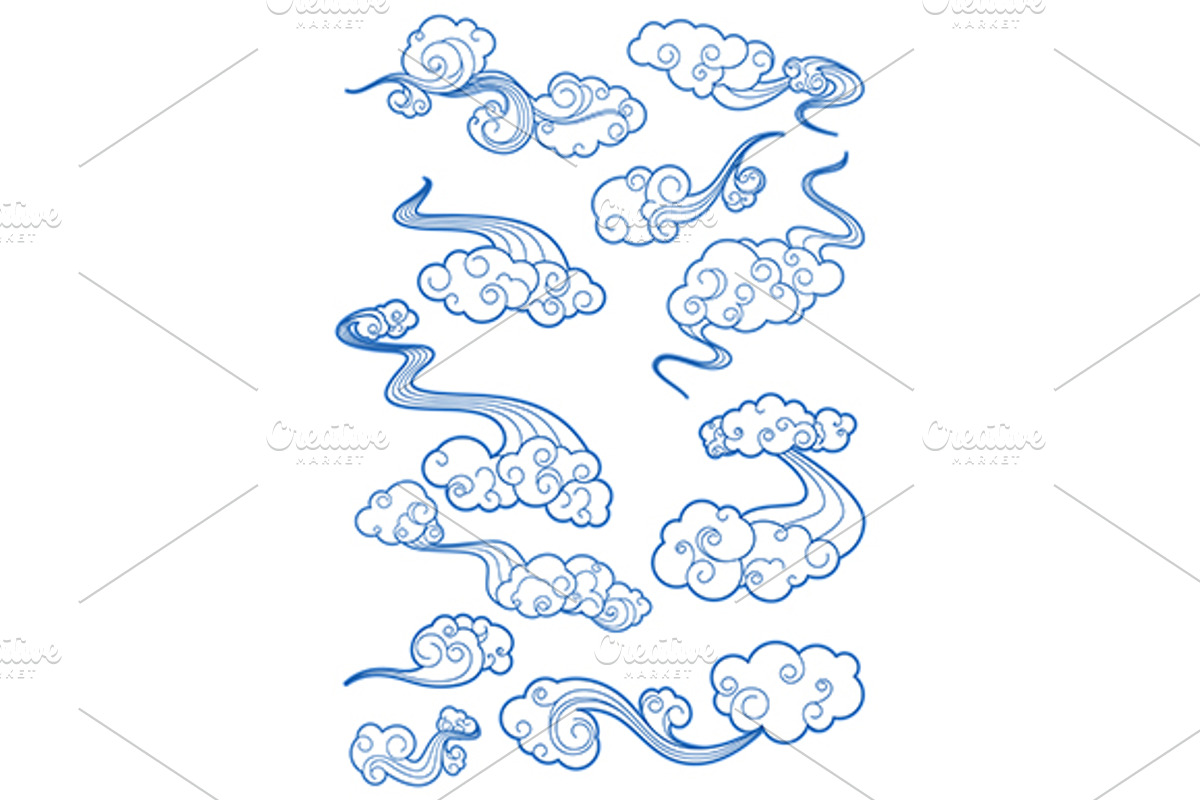 Sky clouds in retro style, a Solid Icon by Vector Tradition (Photo 1 of 3)
