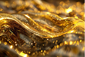 Radiant Abstract gold waves, an Abstract Photo by Ylivdesign