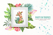 Watercolor Tropical Party, an Animal Illustration by TanataDesign (Thumbnail 2 of 13)