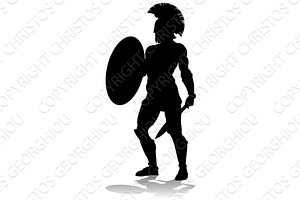 Spartan Silhouette Gladiator Trojan, an Object Illustration by Christos Georghiou