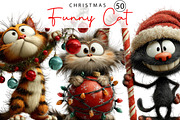 Whimsical Funny Christmas Cat, a Seasonal Illustration by fashionaddict (Thumbnail 1 of 6)