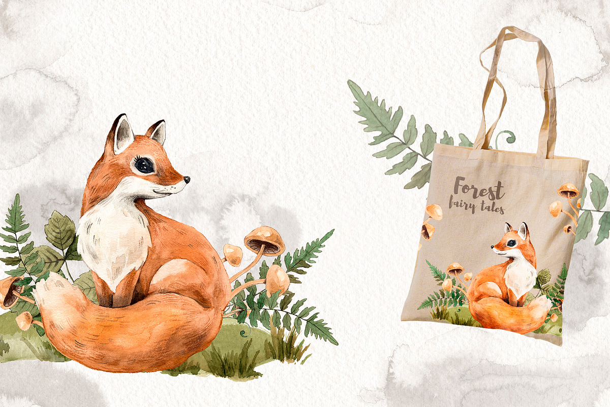 Watercolor Forest Little Animals set, an Animal Illustration by Alamella (Photo 14 of 17)
