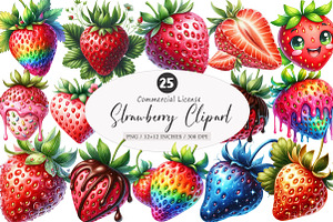Watercolor Strawberry Clipart PNG, an Illustration by SinaCreation