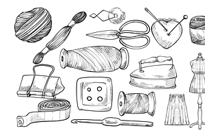 Sewing Equipment Handdrawn