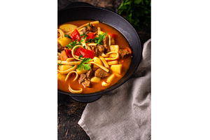 Lagman with beef and vegetables, a Food & Drink Photo by Yulia Furman