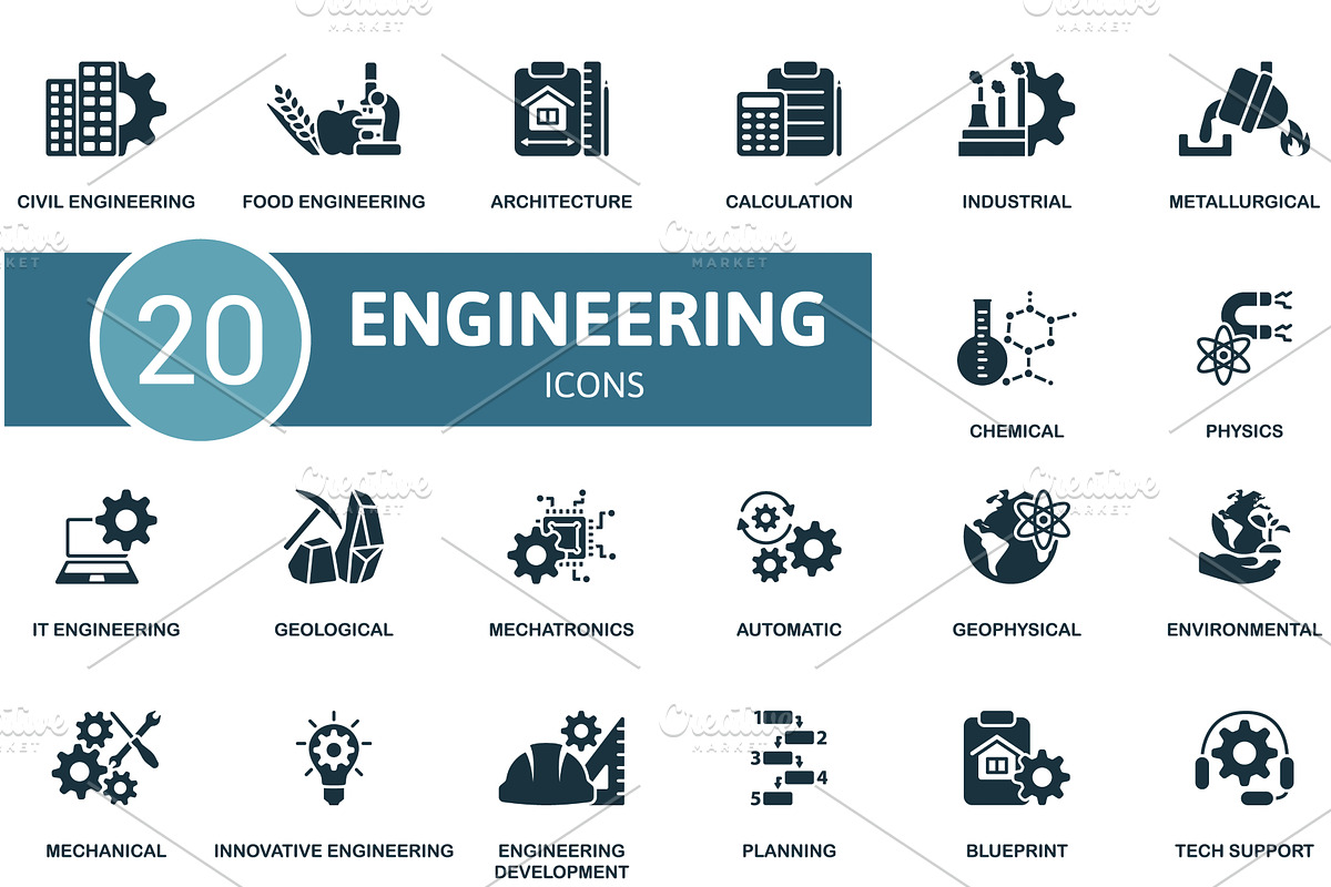 Engineering set. Creative icons, an Object Illustration by Aimagenarium@gmail.com