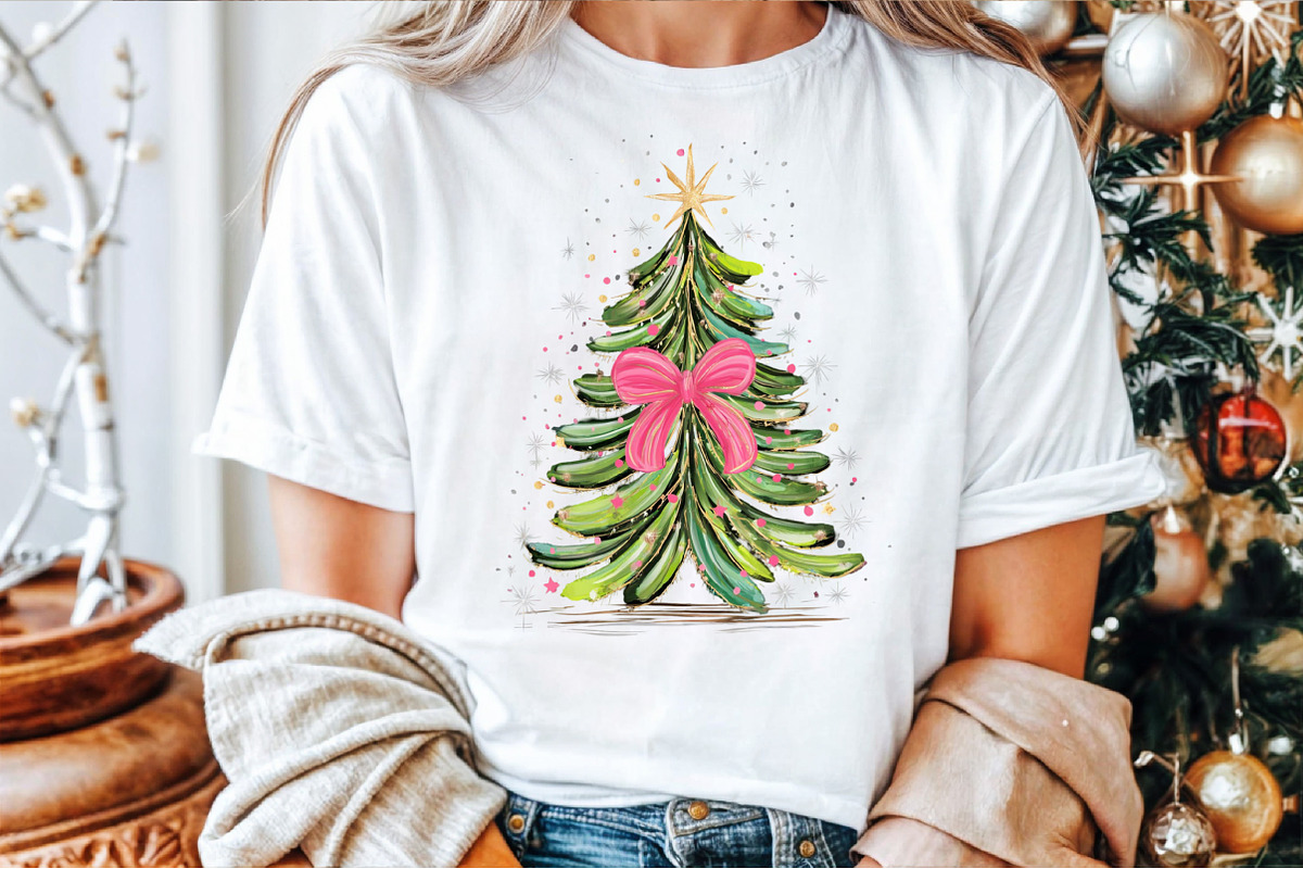 Coquette Pink Bow Christmas Tree PNG, an Illustration by Sublimation Artist (Photo 2 of 9)