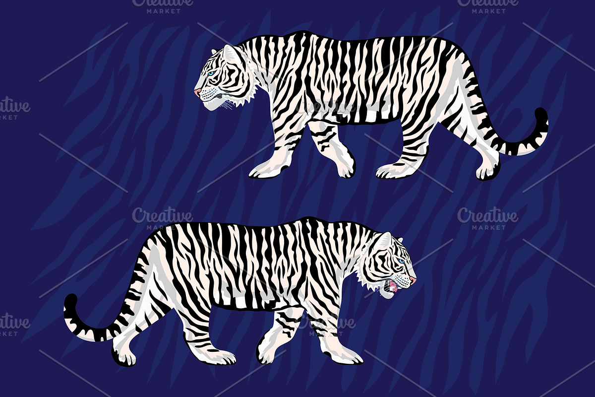 White Tiger in Tropical vector, an Animal Illustration by Iraida_Bearlala (Photo 8 of 10)