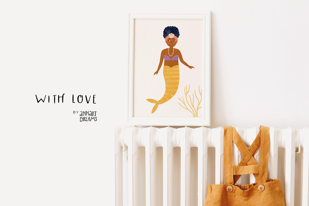 Little Mermaids. Clipart & Patterns, a Decorative Illustration by annartdreams (Photo 11 of 11)