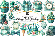 Vintage Soft Teal Birthday Clipart, an Illustration by SinaCreation (Thumbnail 1 of 5)