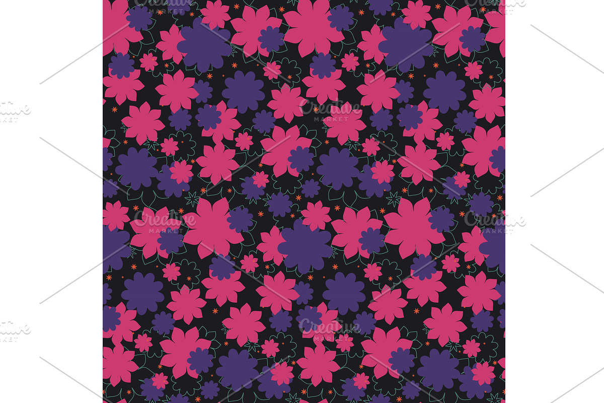 Vibrant pink and purple floral, a Texture Illustration by okskukuruza
