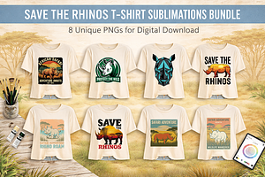 Save The Rhinos T-Shirt Sublimations