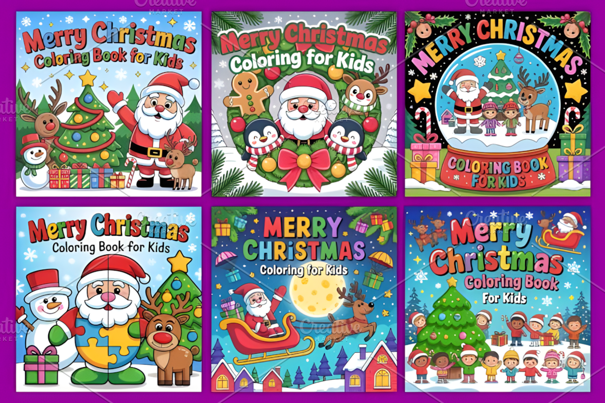 Merry Christmas Coloring Pages, a Seasonal Illustration by Coco Bloom (Photo 3 of 4)