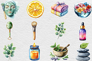 Watercolor Spa Clipart, an Illustration by Black Bird Studio (Thumbnail 4 of 6)