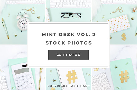 Mint Desk Styled Stock Photos