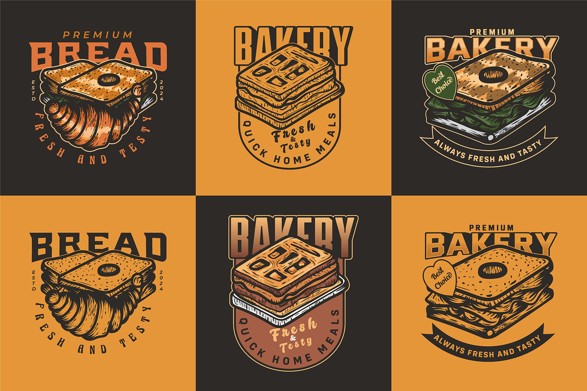 Bakery vintage logo set, a Branding & Logo Template by Billah Hub