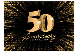 Anniversary 50. Card gold 3d numbers, a Decorative Illustration by Sunny