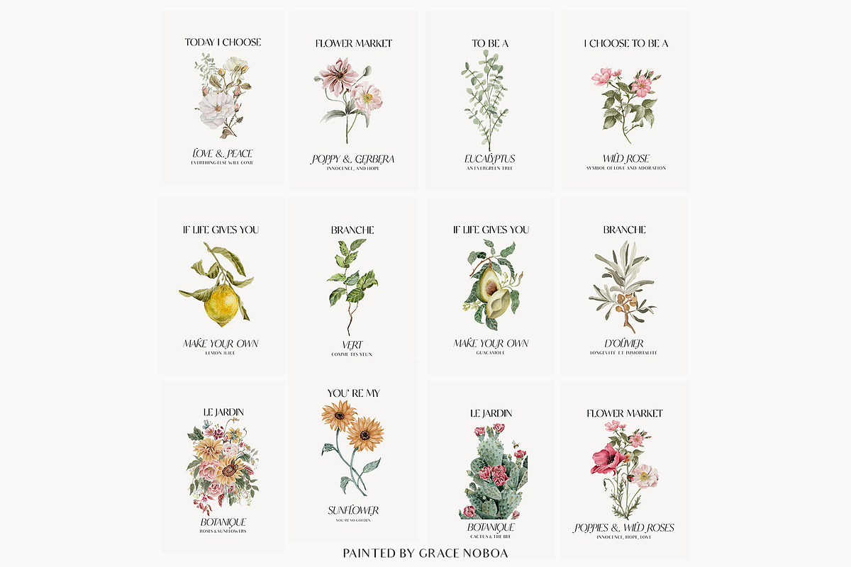 Watercolor floral posters prints, a Decorative Illustration by Grace Noboa Illustrations (Photo 5 of 12)