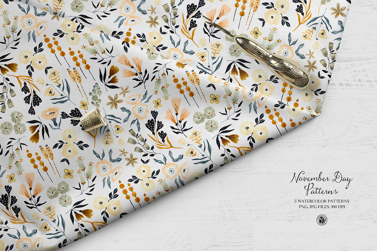 November Day - watercolor patterns, a Pattern Graphic by Webvilla Studio