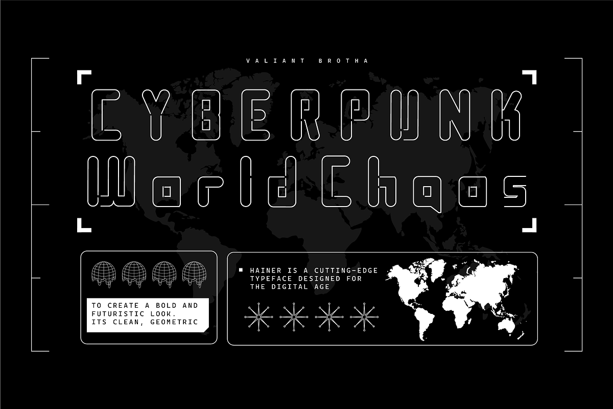 VB Prainer - Futuristic Display Font, a Sans Serif Font by VALIANTBROTHA (Photo 9 of 11)