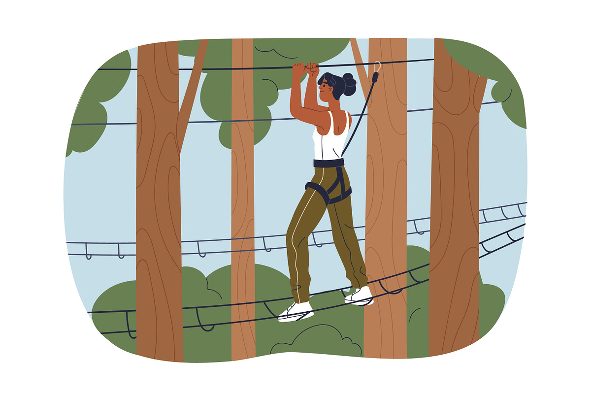 People climbing in rope park set, a Sport Illustration by Good Studio (Photo 9 of 25)