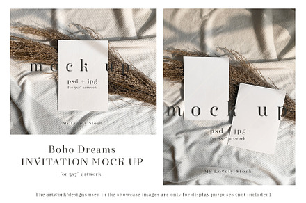 Pampas Grass Boho Invitation Mock Up