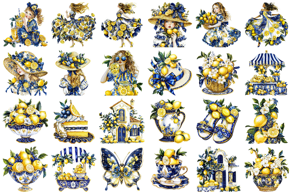 Watercolor Amalfi Summer Clipart, an Illustration by designcity5 (Photo 2 of 5)