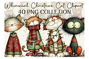 Whimsical Christmas Cat Clipart, an Illustration by DreamCafeArt (Thumbnail 1 of 6)