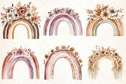 Boho Rainbow Floral Clipart, an Illustration by DreamCafeArt (Thumbnail 3 of 6)