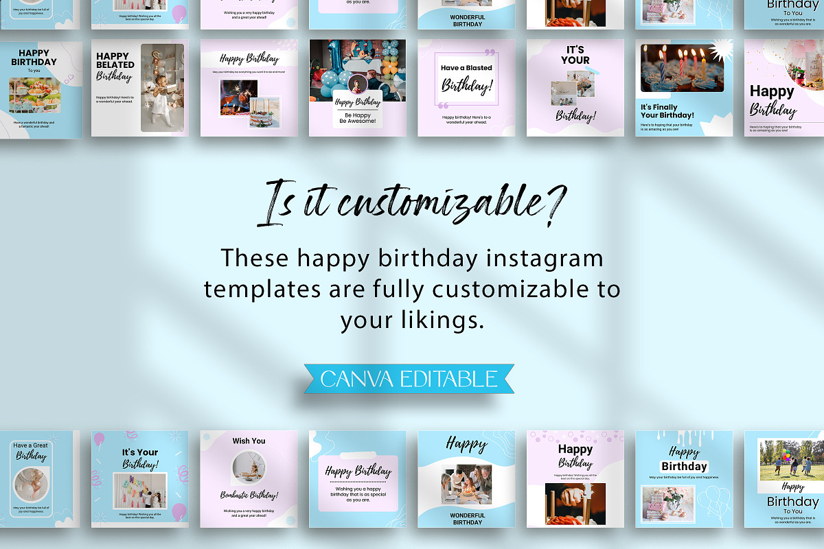 Happy Birthday Instagram Canva Post, a Social Media Template by Snapybiz (Photo 5 of 10)