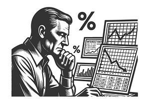 investor analyzing interest rates, a Person Illustration by AlexArt