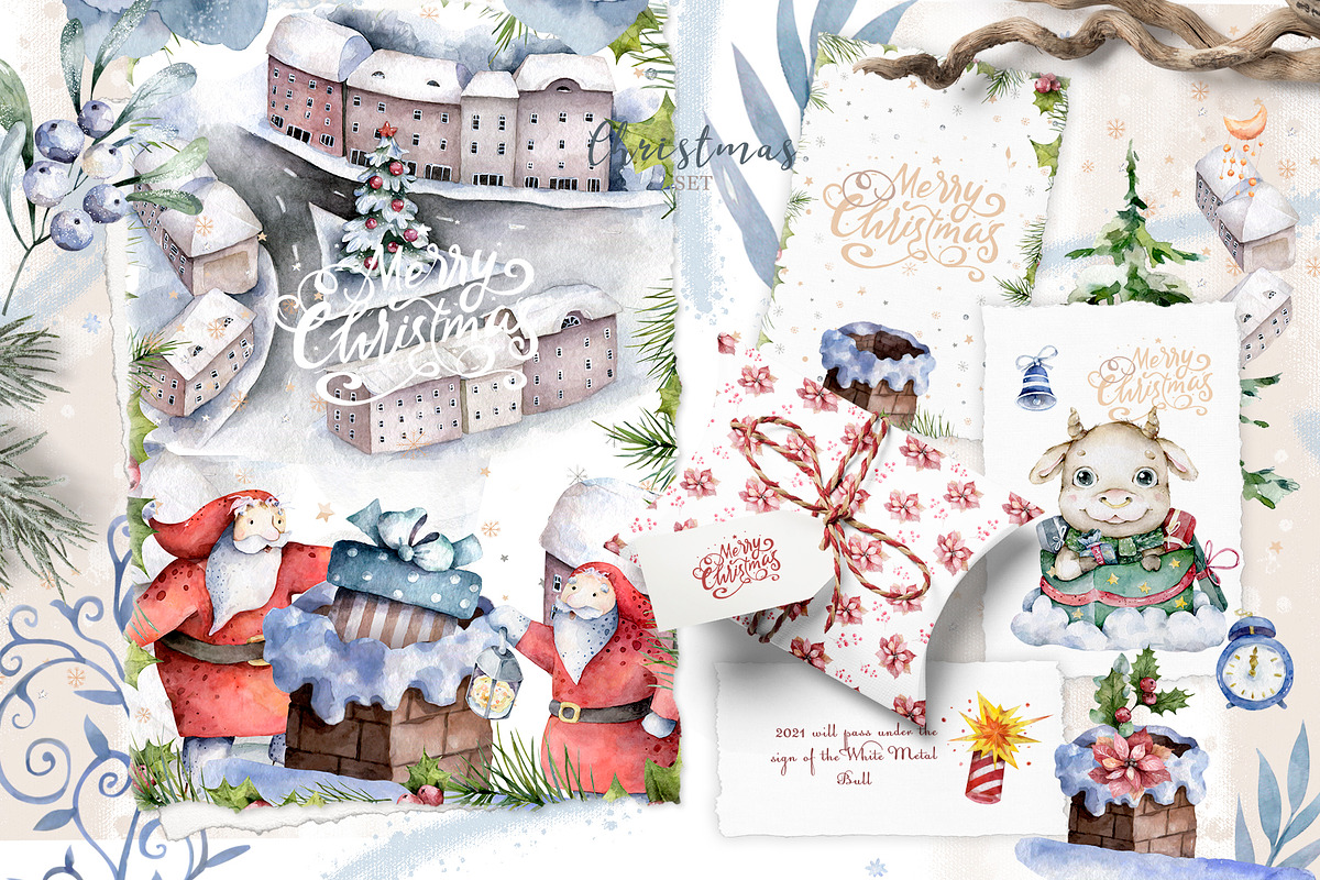 Christmas Story with Cute Bull's, an Animal Illustration by Ann Art Houze (Photo 9 of 16)
