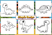 CUTE DINOSAUR COLORING BOOK PAGES, an Animal Illustration by Ink Gallery (Thumbnail 3 of 4)