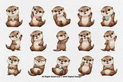 15 Bundle Watercolor Otter Cute, an Animal Illustration by Morspective (Thumbnail 8 of 8)