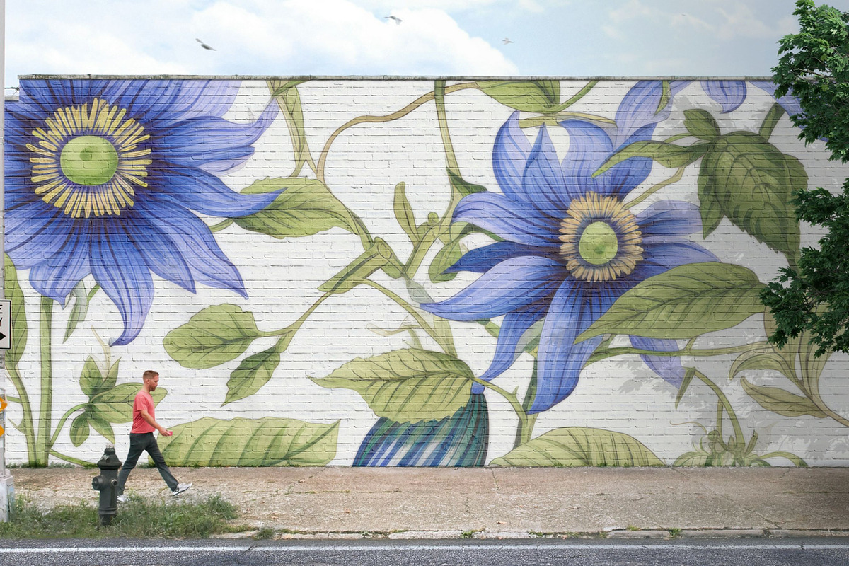 Blue Floral Seamless Pattern, Green, a Pattern Graphic by BrushstrokeArtGB (Photo 3 of 10)